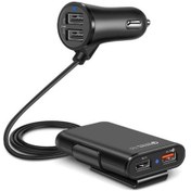 Resim QC3.0 Araç Şarj 4 USB Portlu Ön Arka Koltuk Klip Yolcu Adaptörü 