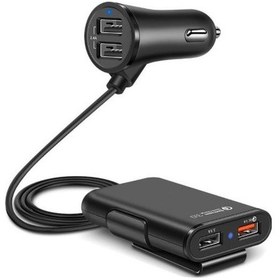 Resim QC3.0 Araç Şarj 4 USB Portlu Ön Arka Koltuk Klip Yolcu Adaptörü 