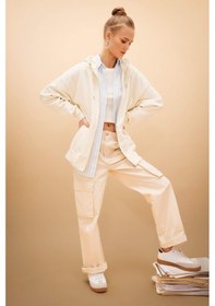 Resim DeFacto Gabardin Pantolon Straight Fit Standart Boy Yüksek Bel Kargo Cepli B0625AX24SPBG359 