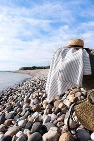 Resim Linea Çizgili Pamuk Peştemal Siyah 