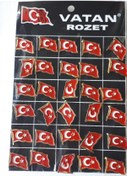 Resim Yaka Rozeti Dalgalanan Türk Bayrağı 1.5CM X 1CM 30 Adetli Paket 