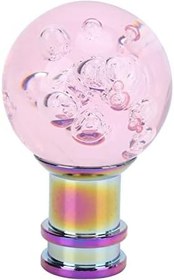 Resim Yosoo Otomatik Vites Topuzu Pembe Kristal Kabarcık Akrilik Metal Vites Topuzu Evrensel Araçlar Için 3 Konu Adaptörleri Ile 