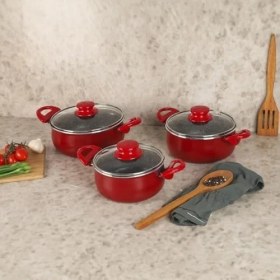 Resim Karokstore Bronx 6 Parça Güveç Seti Kırmızı 