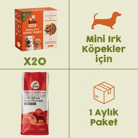 Resim 20 Adet Kito Fresh Kuzu Etli Köpek Yemeği %100 Taze İçerikli Mama + 2,5 kg Yetişkin Mini Irk Köpek Maması 