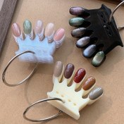 Resim 50'li/set Kokusuz Kraliyet Taçlı Tırnak Sanatı Renk Paleti Seti, Metal Bölmeli Halkalı Şeffaf Tırnak Örnek Çubukları ve Akrilik Pratik Tırnak Uçları ile Renk Kartı, Ayıklanabilir Sahte Tırnak Kartı Görüntüleme Tablosu - Tırnak Sanat Salonu ve Ev Kullanımı İçin 