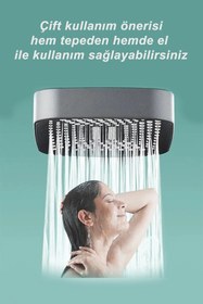 Resim VSA OecanWhisper Kaliteli Fonksiyonlu Banyo Duş Başlığı Seti 1,5 M. Örgülü Hortum ve Yapışkanlı Mafsal 