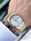 Resim Bentini Takvimli Taşlı Erkek Kol Saati – Çelik Kordon, Su Geçirmez, 2 Yıl Garantili, Hediye Bileklik 