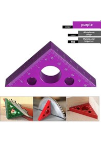 Resim Aubyhe Alüminyum Kalınlaşmış Triangülêr Cetvel - Ahşap İşleri İçin 45 Derece Açı Ve Yükseklik Ölçümü, İngilizce-metrik Birimler Mor 
