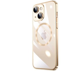 Resim Mobilzone iPhone 14 Uyumlu Wireless Şarj Özellikli Sert PC Zore Riksos Magsafe Kılıf-Gold 