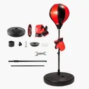 Resim Ayarlanabilir Hızlı Boks Topu Seti ve Eldivenler - Dayanıklı PVC, Cadılar Bayramı, Noel, Şükran Günü ve Yeni Yıl Hediyeleri için Mükemmel - Kırmızı/Siyah, Boks Topu Takımı, Boks Topu Çantası, Spor Takımı 