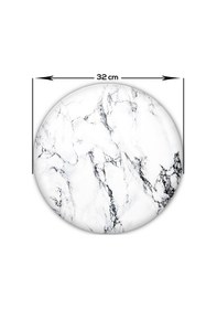 Resim Decorita Beyaz Mermer Görünümlü Cam Kesme Tahtası Çap 32 CM 