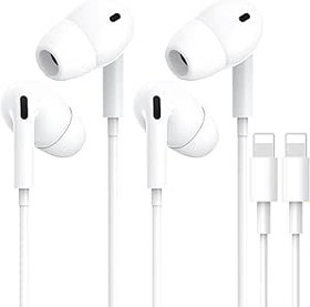 Resim OLKIEQZ 2'li paket Lighting In Ear kablolu kulaklık MFI sertifikalı Mikrofonlu HiFi stereo kulaklık, ses ayarı, gürültü azaltma, iPhone 14/13/12/pro/max vb. ile uyumlu 