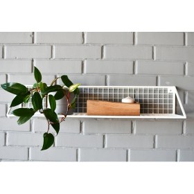 Resim Go Dekor Büyük Boy 80 x 25 x 15 cm Tel Duvar Rafı (Beyaz Renk) 