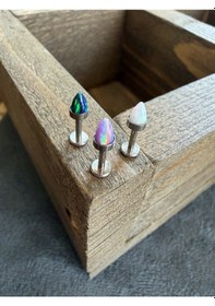 Resim Gerçek G23 Titanium Beyaz Opal Titanyum Labret Piercing 