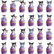 Resim 24/48 Adet Sanrio Kulomi Cupcake Süsleri - Sevimli Mor & Pembe Doğum Günü Pastası Dekorasyonları, Çiçeği ile Kalp ve Kapkek Figürlü, Müzikal Partiler İçin Harika Karakter Malzemeler (Elektrik Yoksa Kolay Kurulum) 