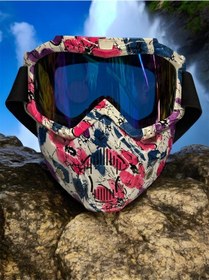 Resim Tex 710 Jet Maske Bisiklet Motosiklet Kayak Çok Amaçlı Maske Mor Cam Aynalı Gözlük Pembe Mor Çok Renkli 