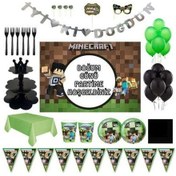 Resim Minecraft Lüks Doğum Günü Parti Malzemeleri Afişli Set 24 Kişilik 