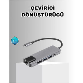 Resim Mey İthalat Alüminyum Kasalı Macbook Uyumlu Usb-c Hub 4k Hdmı, Usb 3.0, Sd/tf Kart Girişi, Pd Şarj Desteği 