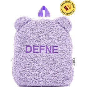 Resim Cepli [İstediğiniz Ismi Nakışla Yazıyoruz ] Teddy Lila 0-8 Yaş Çocuk Sırt Çantası, Anaokulu-Kreş Ku 