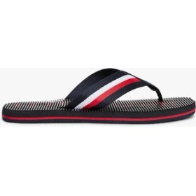 Resim Tommy Hilfiger Erkek Şerit Çizgili Üst Yüzeyli Rahat Yüksek Tabanlı Parmak Arası Lacivert Terlik FM0FM05443-DW5 
