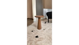 Resim Wood Wooden Ahşap Kahverengi Renk Tekli Mantar Yan Sehpa Fiskos Çiçeklik Decorative 