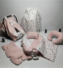 Resim Balamira Waffle Pembe Yıldız 8 Parça Babynest Seti 