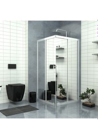 Resim Tekno Duş Silver Vega 6mm Reflekte Cam Kare Duşakabin Şeffaf 