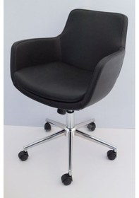 Resim Bulut Siyah Deri Rahat Ofis Çalışma Koltuğu 