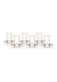 Resim Mercan Kırmızı 18 Parça Çay + Mırra Set Hediye Kutulu Beyaz - Mavi 