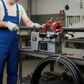 Resim Badem10 Elektrikli 220 Volt Diş Açma Pafta Makinesi 1000 W Tezgah Tipli 2" Taraklı Bıçaklı Boru Paftası 