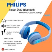 Resim Philips Kablosuz Kulak Üstü Bluetooth Mikrofonlu Çocuk Kulaklığı Mavi 