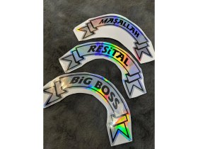 Resim Otomor Aksesuar Hologram Etiket Kurdele Maşallah Resital Big Boss 3'lü 26X14CM Araba Kamyon Dolmuş 