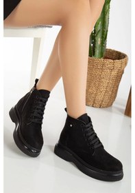 Resim Jiwa Siyah Süet Bağcıklı Bot Çok Renkli 