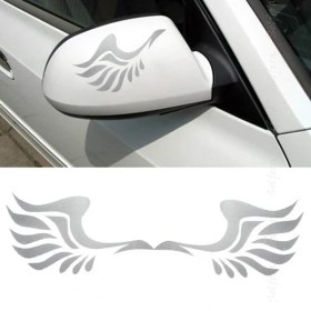 Resim Solfera Gümüş Renk Melek Kanadı Otomobil Ayna Sticker Cs036 