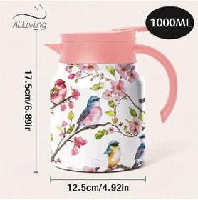 Resim Brightnova Watermelon 33 Oz Paslanmaz Çelik Vakum Yalıtımlı Termos Şişe Çiçek Desenli 