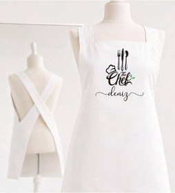 Resim Bk Gift Kişiye Özel İsimli Çapraz Askılı Beyaz Mutfak Önlüğü - 10, Aşçı Önlüğü, Şef Önlüğü, Anneye Hediye Kobitmeyencom35944 Bk Gift Renkli 