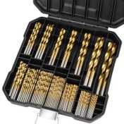 Resim 50 Adet Titanyum Çelik Yüksek Sertlikli Matkap Ucu Seti, Metal, Ahşap ve Plastik için Altıgen Saplı Düz Oluklu Matkaplar - Dayanıklı ve Hassas Delme Aksesuarları Ev ve Endüstriyel Kullanım İçin 