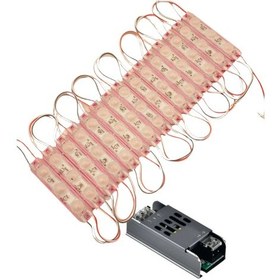 Resim 20 Adet 12 Volt 1.5 Watt 3 Lensli Pembe 2835 Smd Led Modül Ip65 Modül 5a Trafo Set Beyaz 