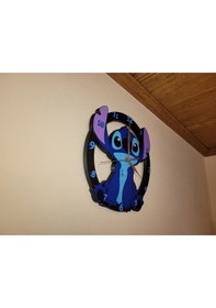 Resim Sevimli Stitch Karakterli Çocuk Odası Duvar Saati - Renkli Dekoratif Saat Çok Renkli 
