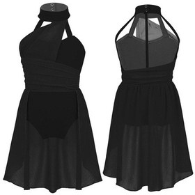 Resim Siyah Çocuk Kız Bale Leotard Elbise Dantelli Dans Kostüm Lirik Çağdaş Giyim İçin Siyah 