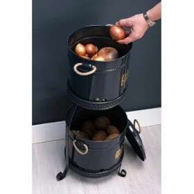 Resim CetKing Home 2 Katlı Büyük Boy Patates Soğan Kovası-Antrasit 