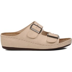 Resim Ayakmod 09-978 Bej Kadın Dolgu Topuk Terlik 001 