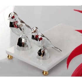 Resim Akrilik Kristal Kesim 2'li Biblo Kuş Gümüş 12 Cm X 14 Cm 