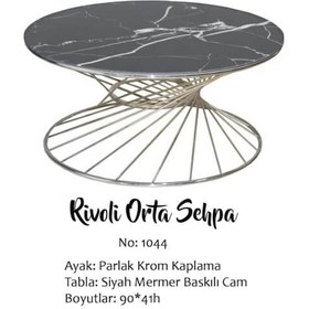 Resim Brc Rivoli Orta Sehpa Model 1044 Siyah Mermer Düz Cam Metal Trans (411767809) 