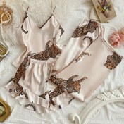 Resim Kadınlar için Dört Mevsim Moda Baskılı Kolsuz Şort Uzun Pijama Takımı 