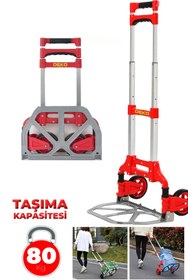 Resim DEKO TURKEY Dkt80eb 80kg Kapasiteli Teleskopik, Katlanır El Arabası Koli Yük Paket Taşıma El Arabası 80kg 