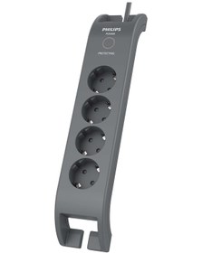 Resim Philips SPN3140A/62 900J 4'lü Çocuk Korumalı Akım Korumalı Priz 2 Metre Siyah 