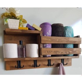 Resim Umutpark Umuthomedesing Ahşap Çok Amaçlı Raflı Askılık. 