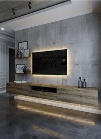 Resim Resital Ledli Duvara Monte Tv Sehpası - Ceviz - W6019-2 Ceviz 