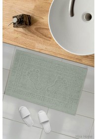 Resim 2 Li Ayak İzli Banyo Ayak Havlusu %100 Pamuklu Renkli 50x70 Cm Menom Yeşil 